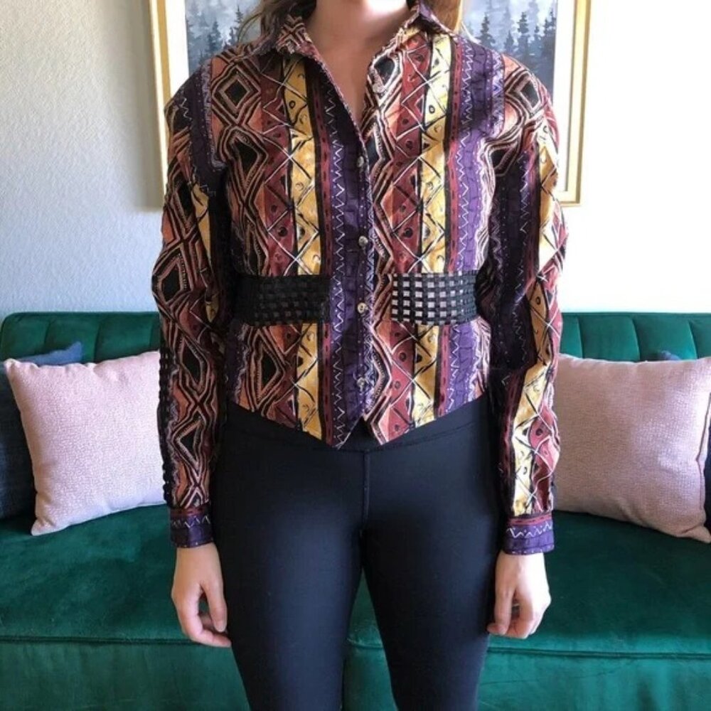 Vintage Roughrider Cutout Button Down Shirt